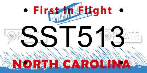 SST513 North Carolina License Plate