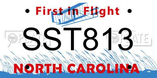 SST813 North Carolina License Plate