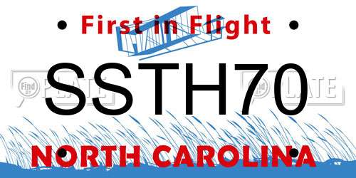 SSTH70 North Carolina License Plate