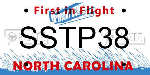 SSTP38 North Carolina License Plate
