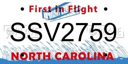 SSV2759 North Carolina License Plate