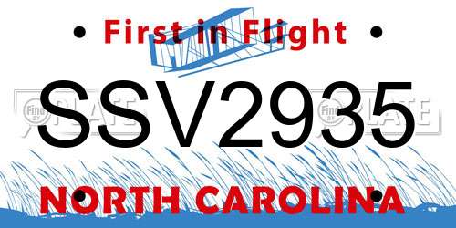 SSV2935 North Carolina License Plate