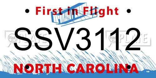 SSV3112 North Carolina License Plate