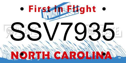 SSV7935 North Carolina License Plate
