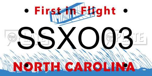 SSXO03 North Carolina License Plate