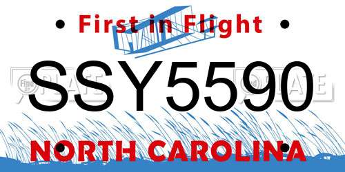 SSY5590 North Carolina License Plate