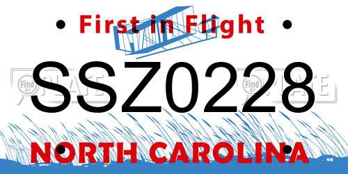SSZ0228 North Carolina License Plate