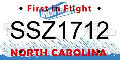 SSZ1712 North Carolina License Plate