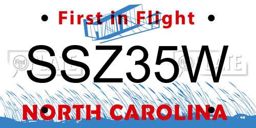 SSZ35W North Carolina License Plate