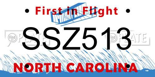SSZ513 North Carolina License Plate