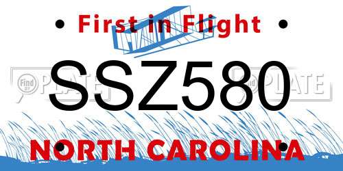 SSZ580 North Carolina License Plate