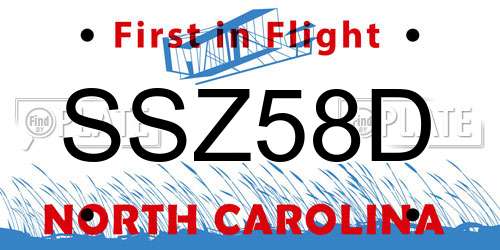 SSZ58D North Carolina License Plate