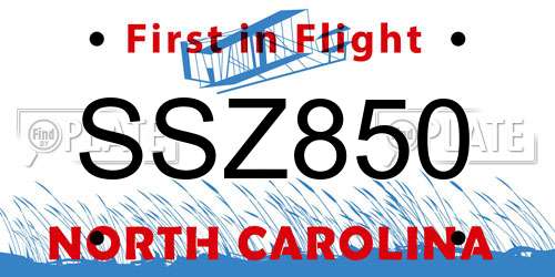 SSZ850 North Carolina License Plate