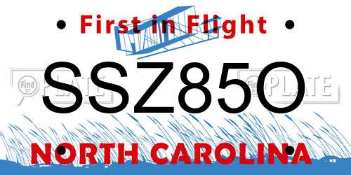 SSZ85O North Carolina License Plate