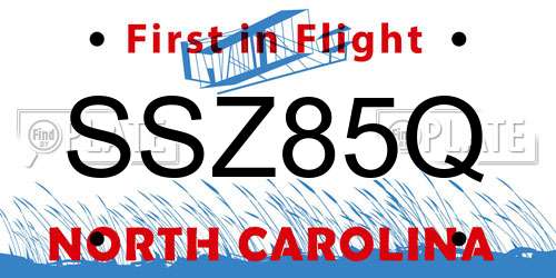 SSZ85Q North Carolina License Plate