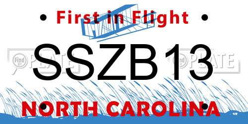 SSZB13 North Carolina License Plate