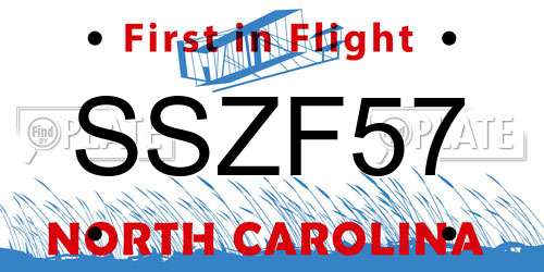 SSZF57 North Carolina License Plate