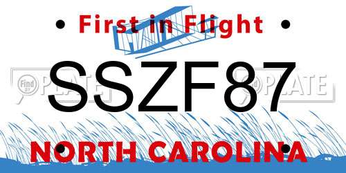 SSZF87 North Carolina License Plate