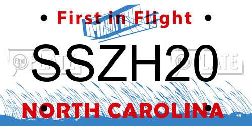 SSZH20 North Carolina License Plate