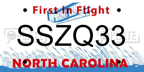SSZQ33 North Carolina License Plate
