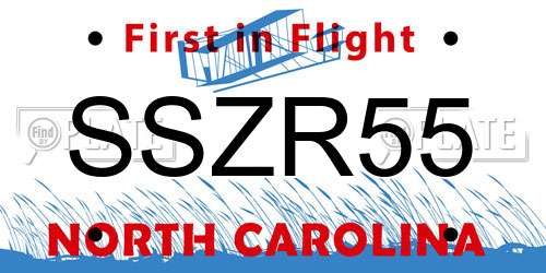SSZR55 North Carolina License Plate