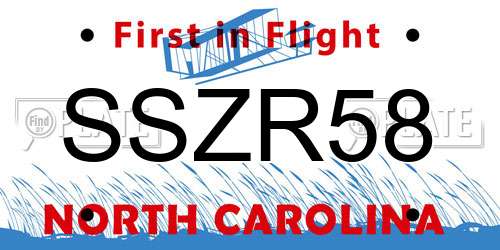 SSZR58 North Carolina License Plate