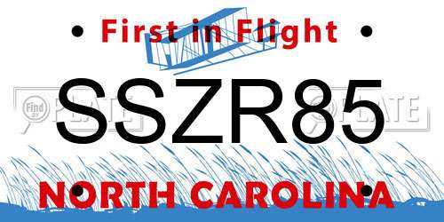 SSZR85 North Carolina License Plate