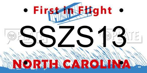 SSZS13 North Carolina License Plate