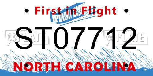 ST07712 North Carolina License Plate