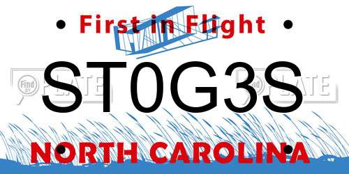 ST0G3S North Carolina License Plate