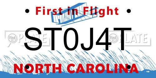 ST0J4T North Carolina License Plate