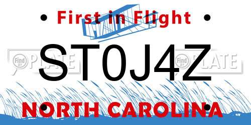 ST0J4Z North Carolina License Plate