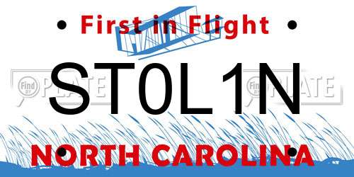 ST0L1N North Carolina License Plate