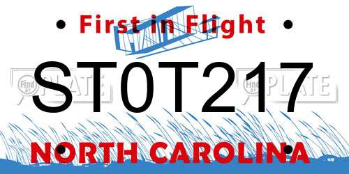 ST0T217 North Carolina License Plate