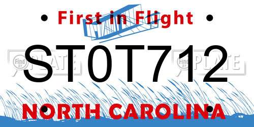ST0T712 North Carolina License Plate
