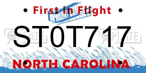 ST0T717 North Carolina License Plate