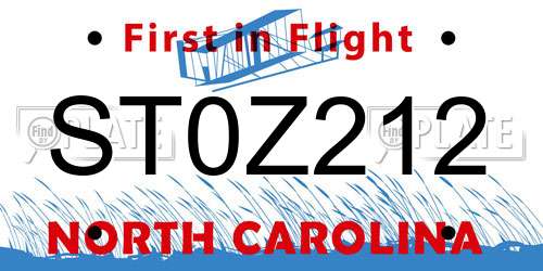 ST0Z212 North Carolina License Plate
