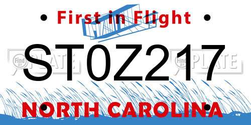 ST0Z217 North Carolina License Plate