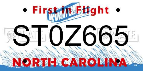 ST0Z665 North Carolina License Plate