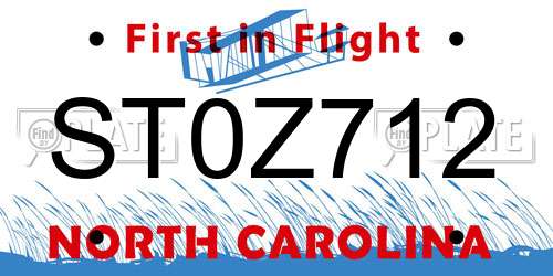ST0Z712 North Carolina License Plate