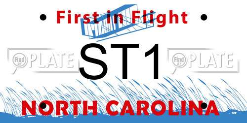 ST1 North Carolina License Plate