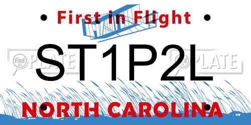 ST1P2L North Carolina License Plate