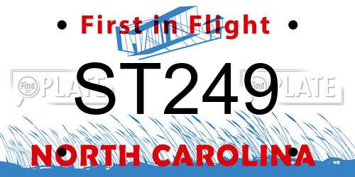 ST249 North Carolina License Plate
