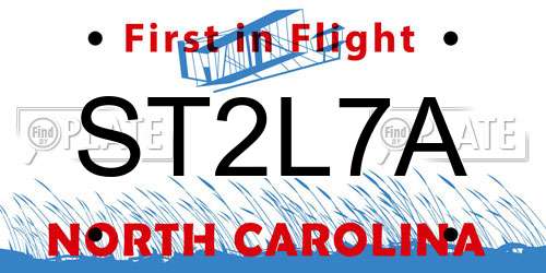 ST2L7A North Carolina License Plate