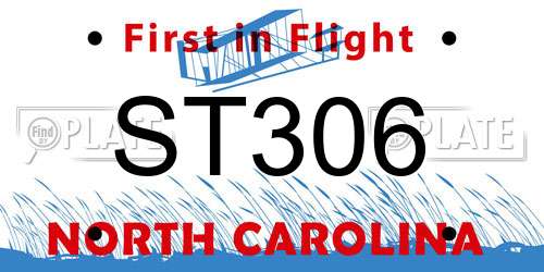 ST306 North Carolina License Plate