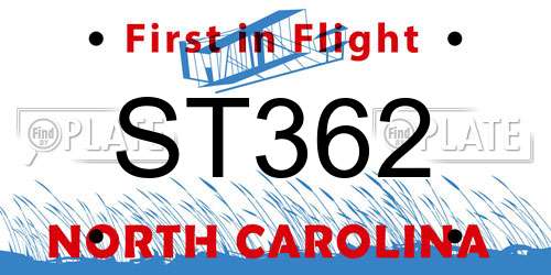 ST362 North Carolina License Plate