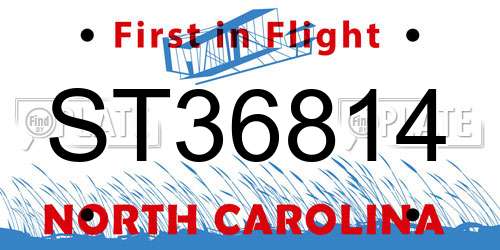 ST36814 North Carolina License Plate