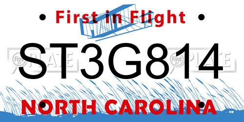 ST3G814 North Carolina License Plate