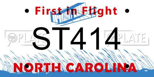 ST414 North Carolina License Plate