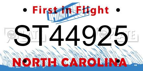 ST44925 North Carolina License Plate